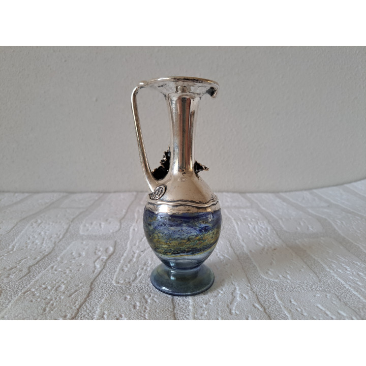 Wijn-water karaf van glas met sterling zilver D5xH13.5cm - karaf