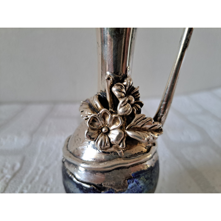 Wijn-water karaf van glas met sterling zilver D5xH13.5cm - karaf