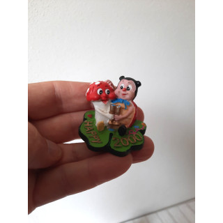 Lieveheersbeestje van kunsthars met paddenstoel D4.5x4cm
