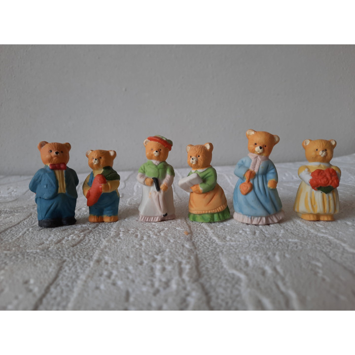 Beren familie van porselein 2x4.5cm - dierfiguren