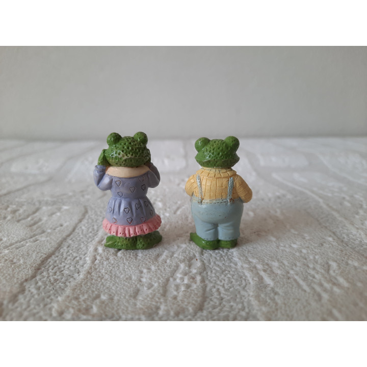 Man en vrouw kikker van kunsthars met kleding aan 2x4cm - beeldjes