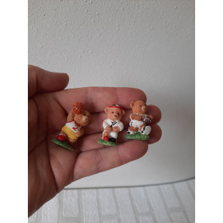 Set van 3 stuks Sport beren van kunsthars 1.5x3.5cm