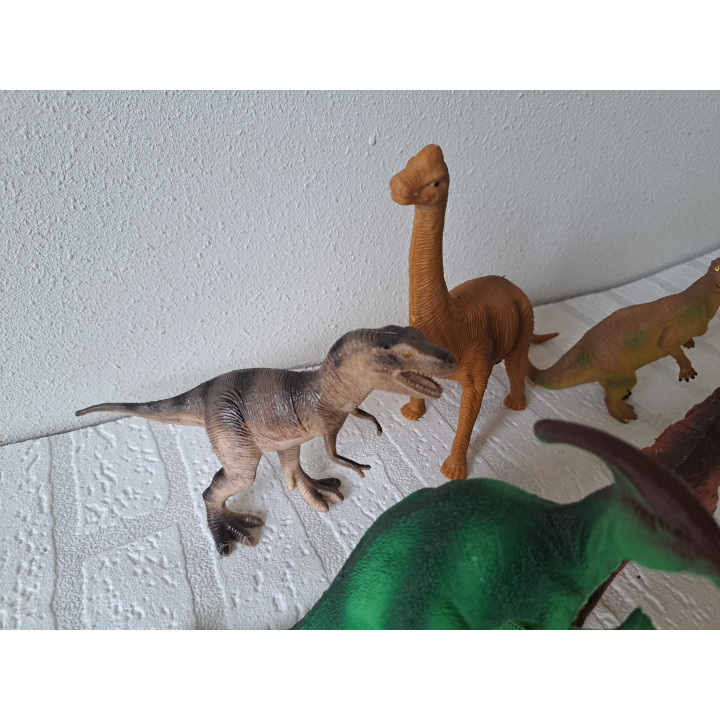 Set dinosaurussen van hard rubber tussen 6 en 17.5cm hoog - dierfiguren