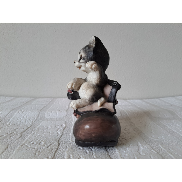Poes van kunsthars in schoen 10x6x13cm - dierfiguren