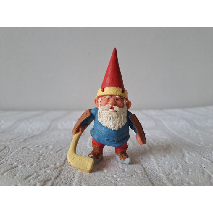 David de kabouter met IJshockeystick Hard rubber 5.5x3x9cm - David de kabouter