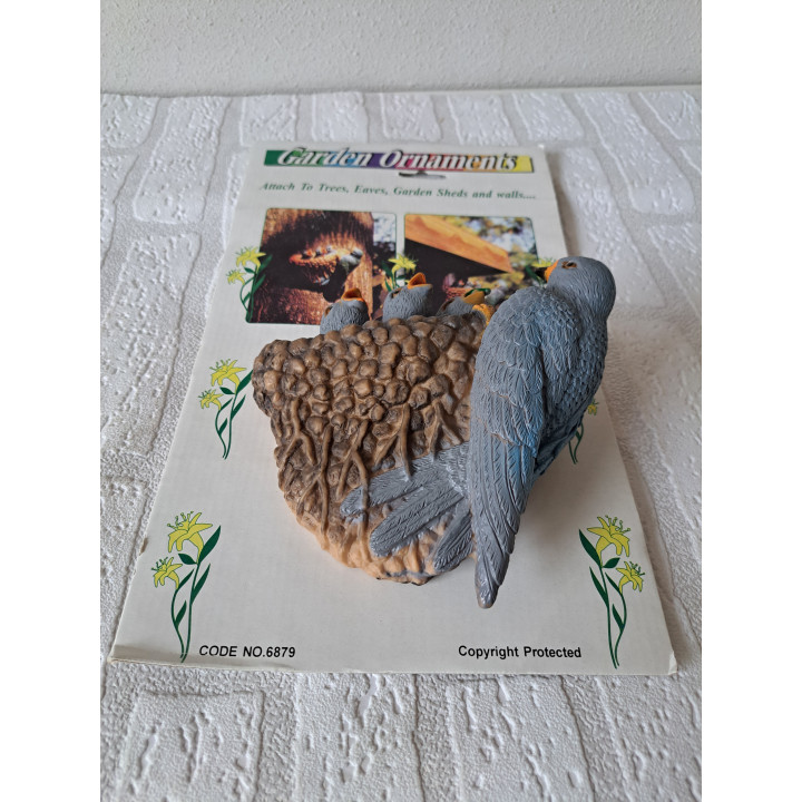 Vogelnestje van hard rubber 20x34x7cm grijs - tuin
