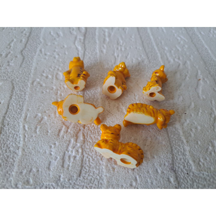 6 stuks tijgers van kunststof 1.5x3cm - beeldjes