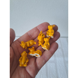 6 stuks tijgers van kunststof 1.5x3cm
