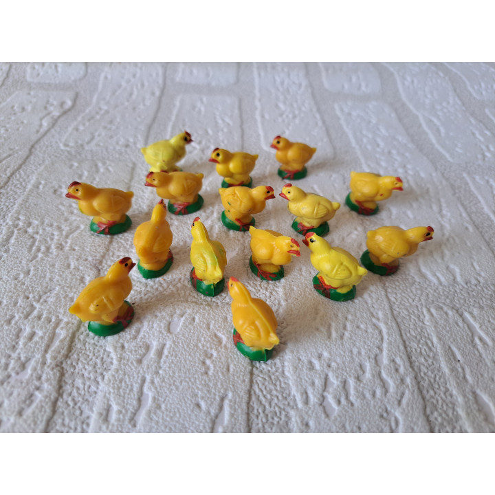 15 stuks kippen van hard rubber 2x1.5x2cm - dierfiguren
