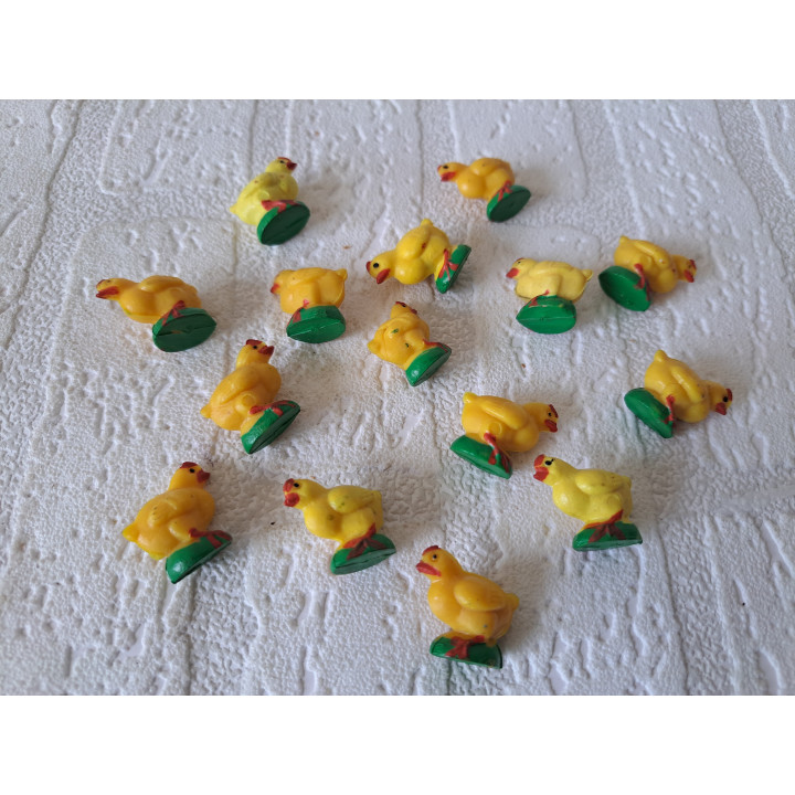 15 stuks kippen van hard rubber 2x1.5x2cm - dierfiguren
