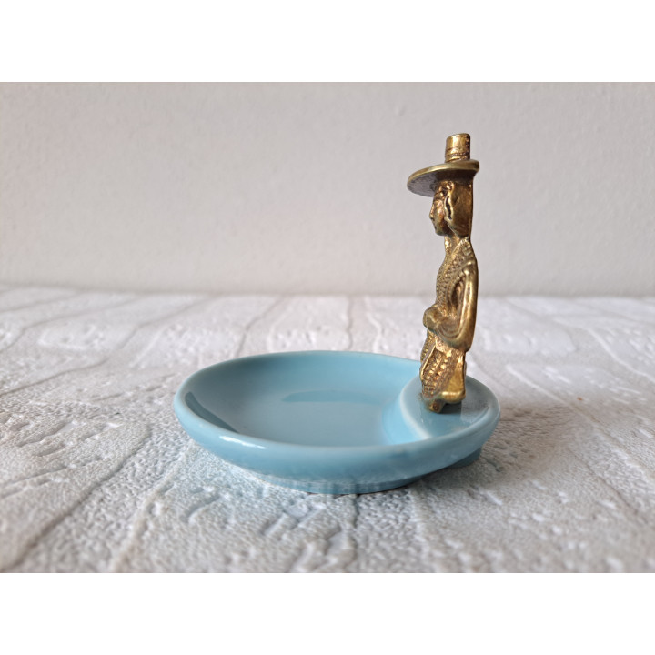 Schoteltje van porselein en messing Wade "Bouldray" D8xH8cm  - Wade