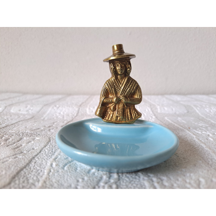 Schoteltje van porselein en messing Wade "Bouldray" D8xH8cm  - Wade