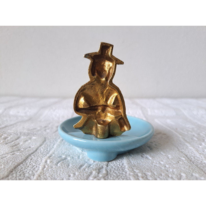 Schoteltje van porselein en messing Wade "Bouldray" D8xH8cm  - Wade