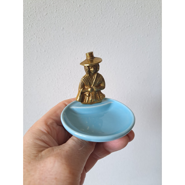 Schoteltje van porselein en messing Wade "Bouldray" D8xH8cm