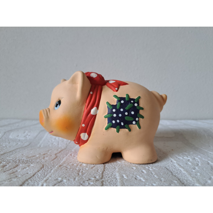 Varken van aardewerk met strik spaarpot 14x8.5x7.5cm - spaarpotten