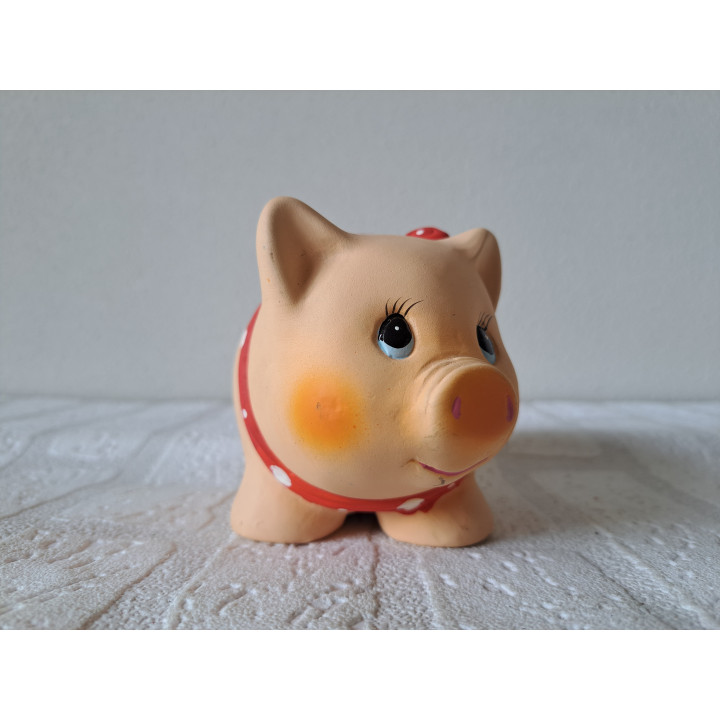 Varken van aardewerk met strik spaarpot 14x8.5x7.5cm - spaarpotten