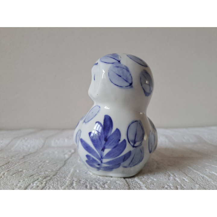 Uil van porselein met delfsblauw kleur 14x8x10cm - dierfiguren
