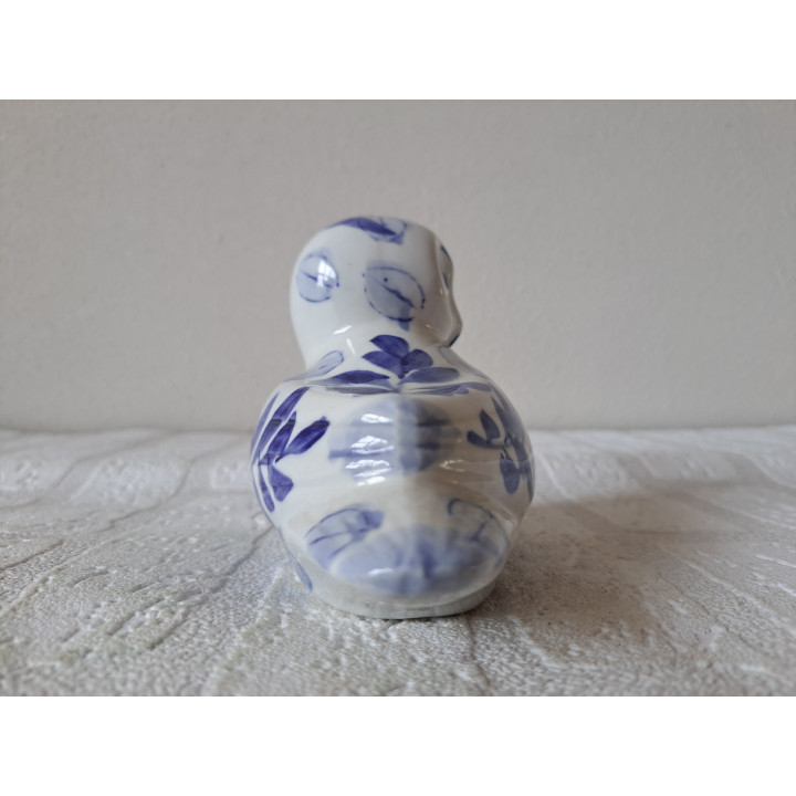 Uil van porselein met delfsblauw kleur 14x8x10cm - dierfiguren