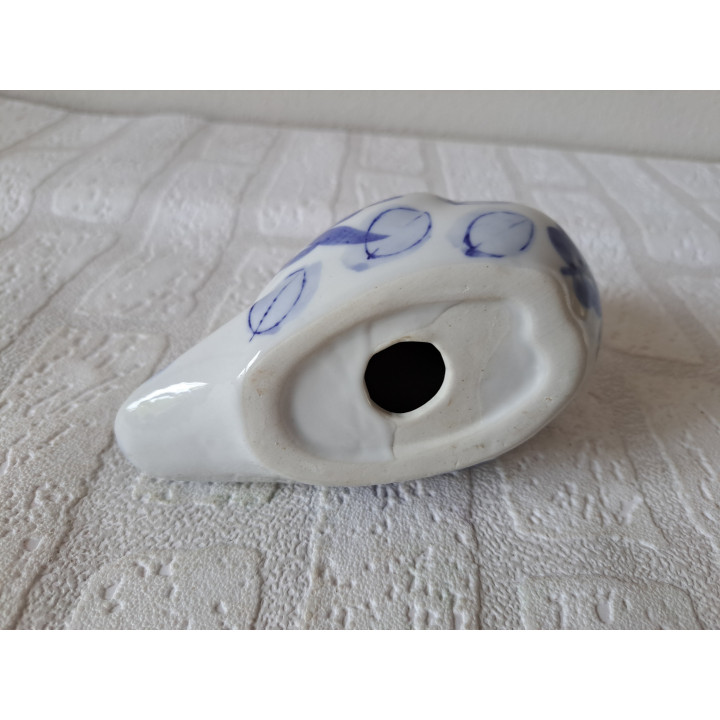 Uil van porselein met delfsblauw kleur 14x8x10cm - dierfiguren