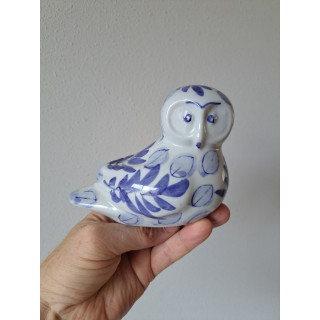 Uil van porselein met delfsblauw kleur 14x8x10cm