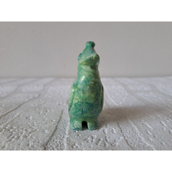 Kuifeend van groen natuursteen 5.5x2.5x7cm - dierfiguren
