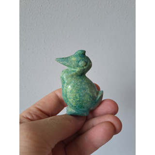 Kuifeend van groen natuursteen 5.5x2.5x7cm