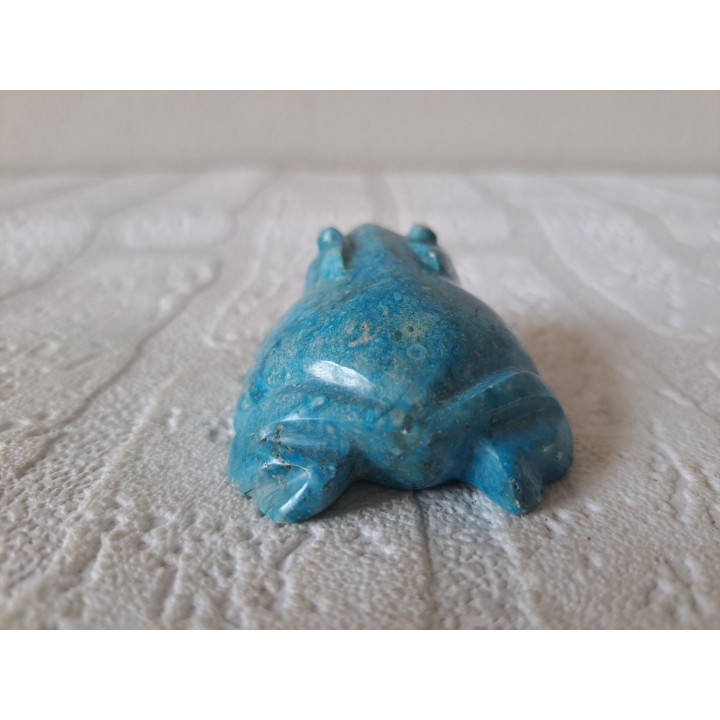 Kikker van natuursteen 6x5x3cm blauw - dierfiguren