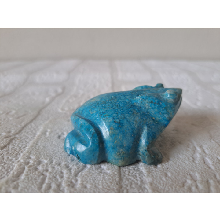 Kikker van natuursteen 6x5x3cm blauw - dierfiguren