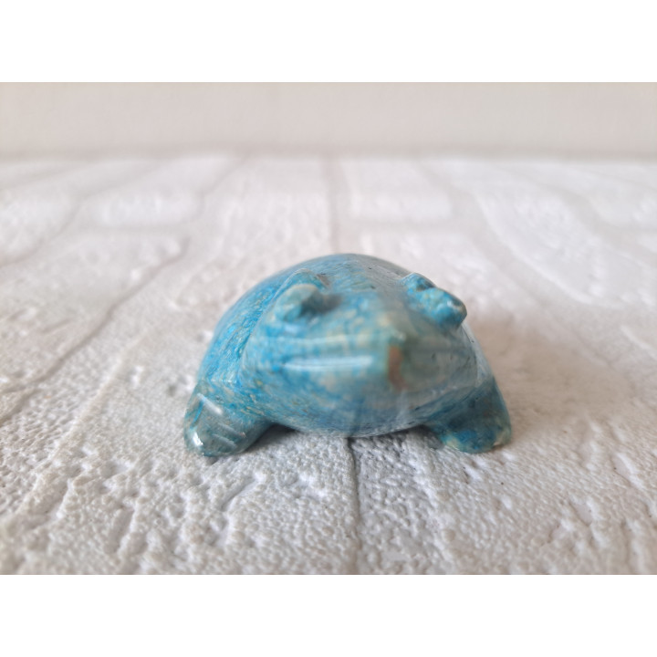 Kikker van natuursteen 6x5x3cm blauw - dierfiguren