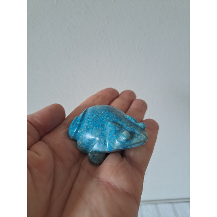 Kikker van natuursteen 6x5x3cm blauw