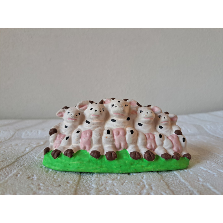 Varkens van keramiek op een rij 11.5x4.5x5cm - dierfiguren