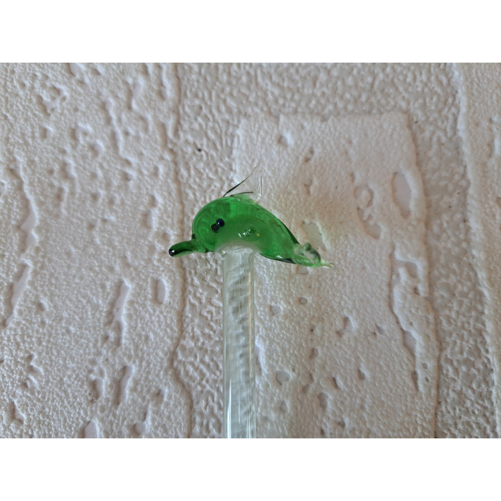 Thee-koffie lepeltje van glas met dolfijn 3x1.5x20.5cm - dierfiguren