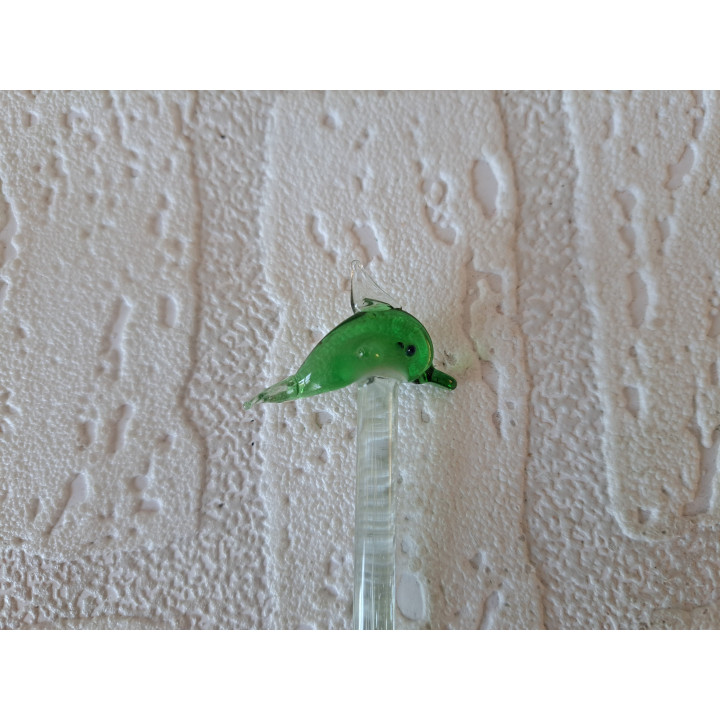 Thee-koffie lepeltje van glas met dolfijn 3x1.5x20.5cm - dierfiguren