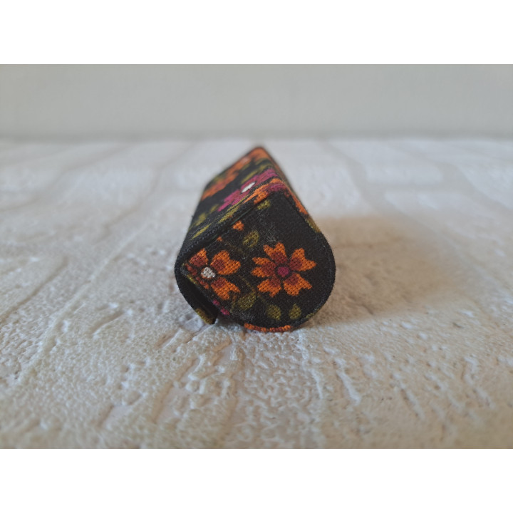 Lippenstiftdoosje van stof met spiegeltje 6.5x2.5x2.5cm - Lippenstiftdoosjes