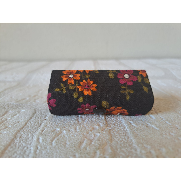 Lippenstiftdoosje van stof met spiegeltje 6.5x2.5x2.5cm - Lippenstiftdoosjes