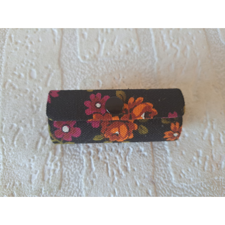 Lippenstiftdoosje van stof met spiegeltje 6.5x2.5x2.5cm - Lippenstiftdoosjes