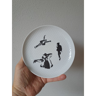 Michael Jackson silhouette op een porselein bord D17cm