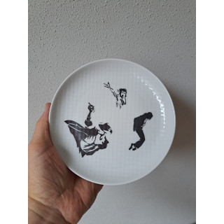 Michael Jackson silhouette op een porselein bordje D17cm