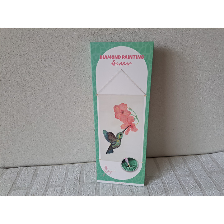 Banner met Kolibrie diamond painting 38x60cm ONGEOPEND - tekenen