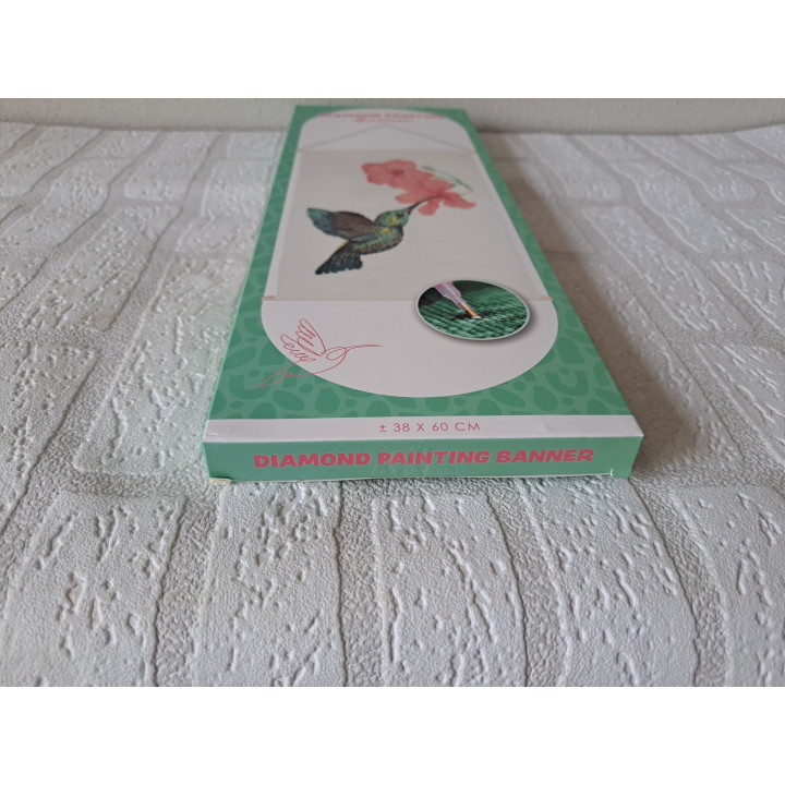 Banner met Kolibrie diamond painting 38x60cm ONGEOPEND - tekenen