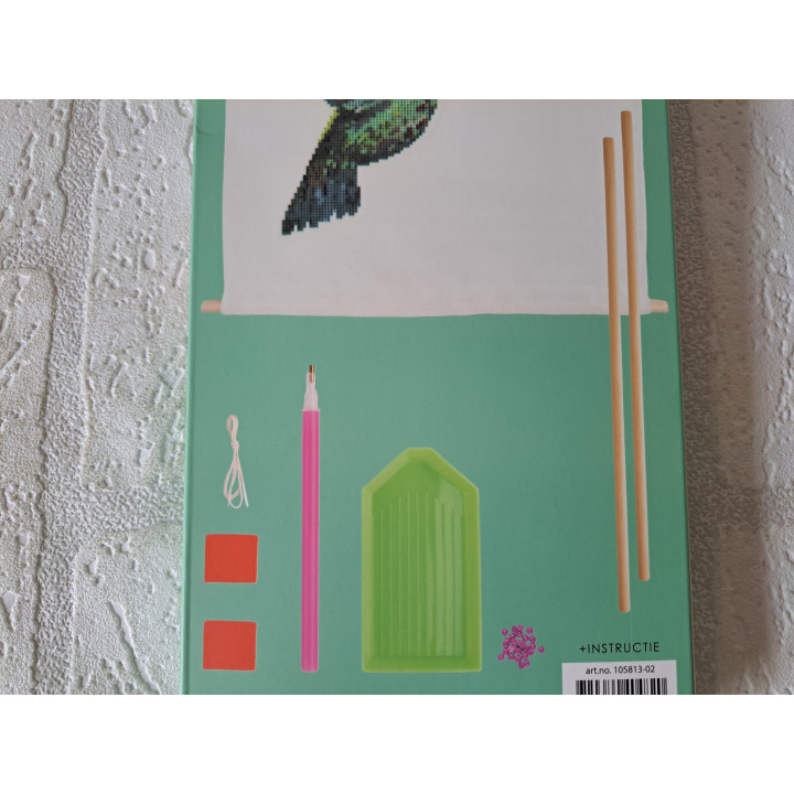 Banner met Kolibrie diamond painting 38x60cm ONGEOPEND - tekenen
