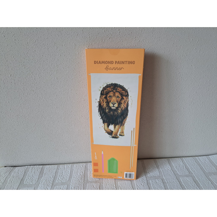Banner met Leeuw diamond painting 38x60cm ONGEOPEND - tekenen