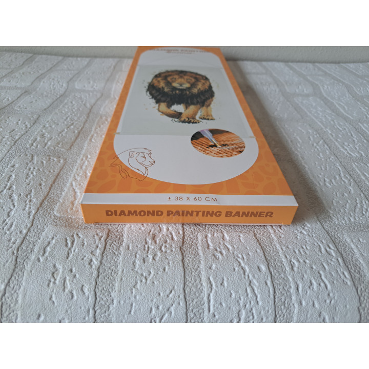 Banner met Leeuw diamond painting 38x60cm ONGEOPEND - tekenen