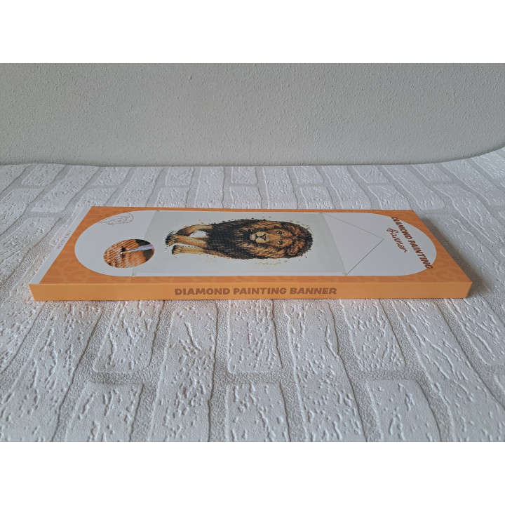 Banner met Leeuw diamond painting 38x60cm ONGEOPEND - tekenen