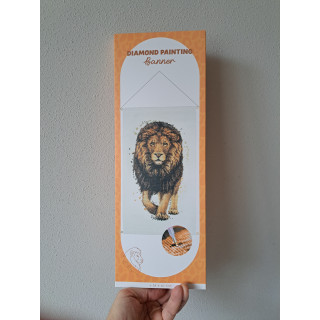 Banner met Leeuw diamond painting 38x60cm ONGEOPEND