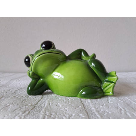 Liggende kikker spaarpot van porselein 14x8x9cm - spaarpotten