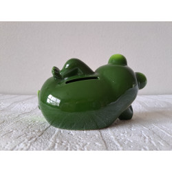 Liggende kikker spaarpot van porselein 14x8x9cm - spaarpotten