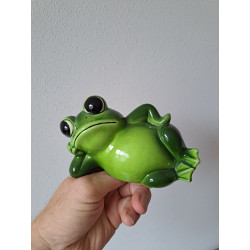 Liggende kikker spaarpot van porselein 14x8x9cm