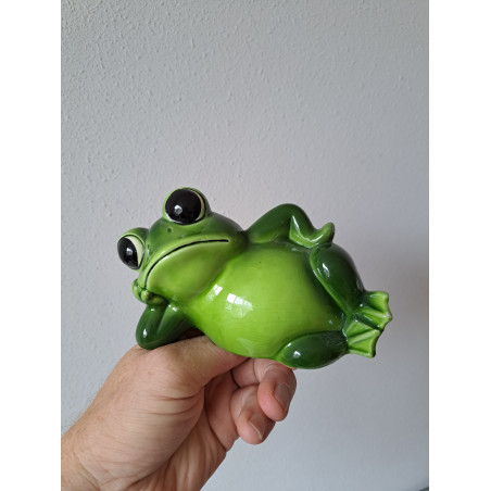Liggende kikker spaarpot van porselein 14x8x9cm