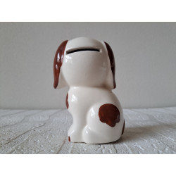 Zittende hond van porselein spaarpot 8x6x12cm - spaarpotten